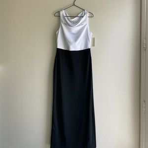 Boston Proper Women' Formal Evening Maxi Dress Color Block Black White Medium